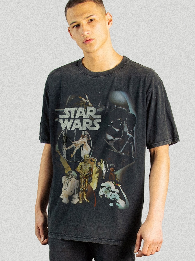 Supacult Black Star Wars New Vintage T-Shirt - Image 1 of 4