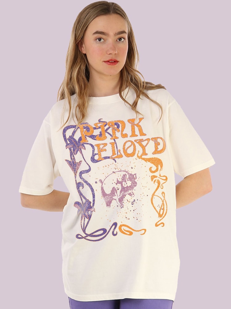 Supacult Natural Pink Floyd Art Deco Music T-Shirt - Image 1 of 3