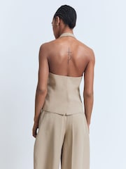 Mango Beige Halter Neck Waistcoat - Image 3 of 9
