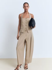 Mango Beige Halter Neck Waistcoat - Image 4 of 9