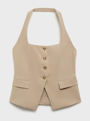 Mango Beige Halter Neck Waistcoat - Image 7 of 9