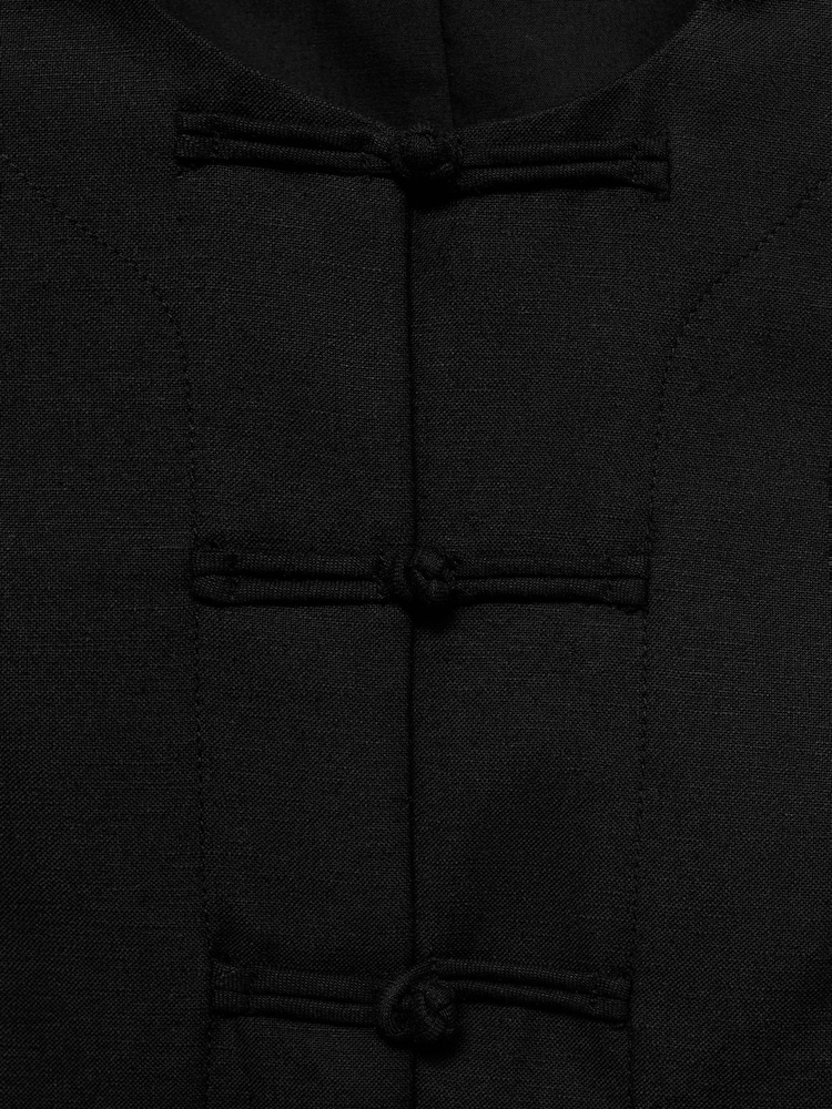 Mango Black Linen Blend Waistcoat - Image 10 of 10
