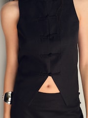 Mango Black Linen Blend Waistcoat - Image 5 of 10
