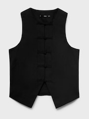 Mango Black Linen Blend Waistcoat - Image 8 of 10