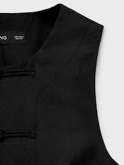 Mango Black Linen Blend Waistcoat - Image 9 of 10
