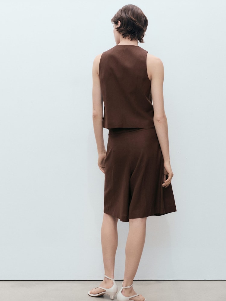 Mango Brown Linen Blend Waistcoat - Image 2 of 8 Mango Brown Linen Blend Waistcoat - Image 2 of 8