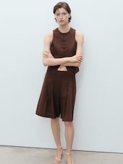 Mango Brown Linen Blend Waistcoat - Image 3 of 8