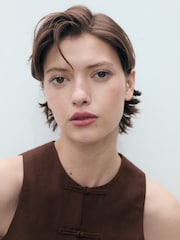 Mango Brown Linen Blend Waistcoat - Image 5 of 8