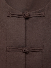 Mango Brown Linen Blend Waistcoat - Image 8 of 8