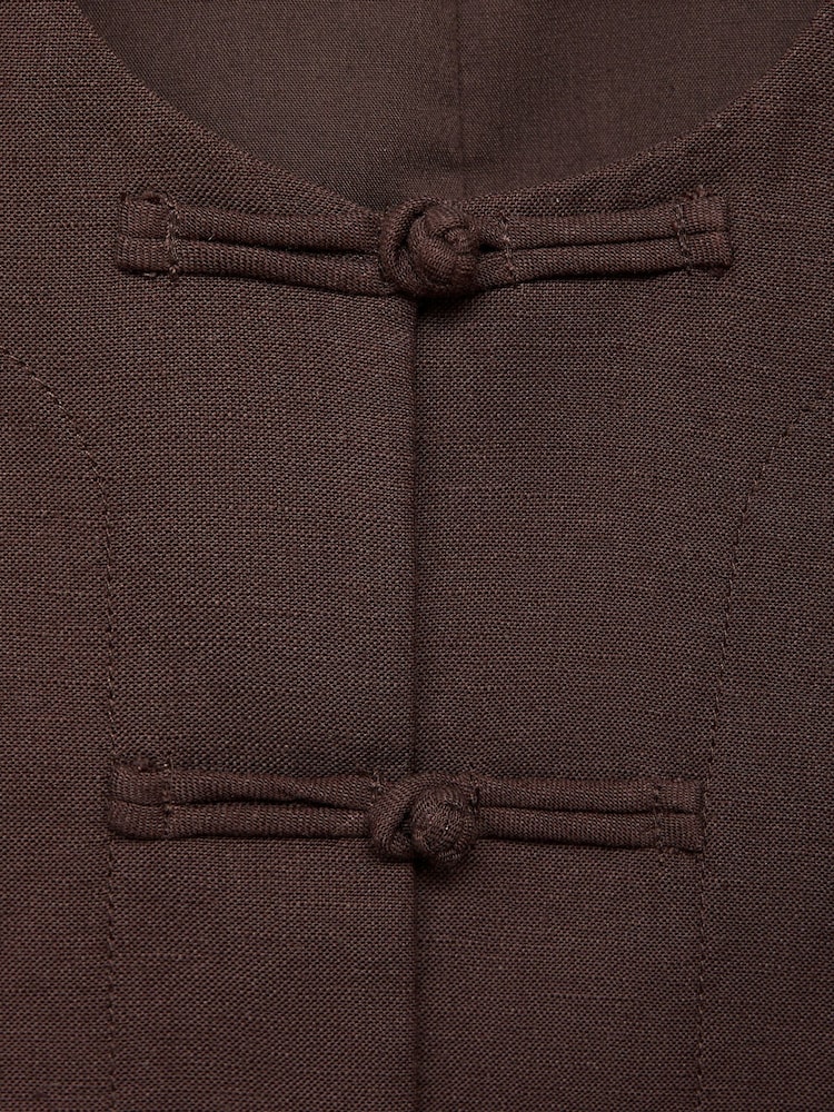Mango Brown Linen Blend Waistcoat - Image 8 of 8 Mango Brown Linen Blend Waistcoat - Image 8 of 8