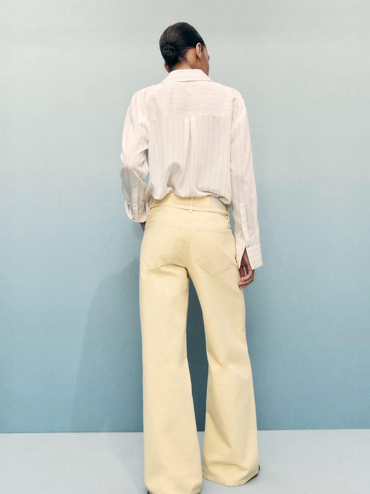 Mango Natural Tie Waist Wide Leg Jeans - Image 2 of 7 Mango Natural Tie Waist Wide Leg Jeans - Image 2 of 7