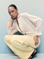 Mango Natural Tie Waist Wide Leg Jeans - Image 4 of 7
