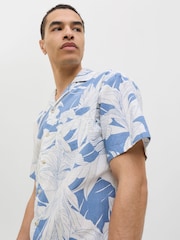 JACK & JONES Blue Floral Print Resort Shirt - Image 3 of 5