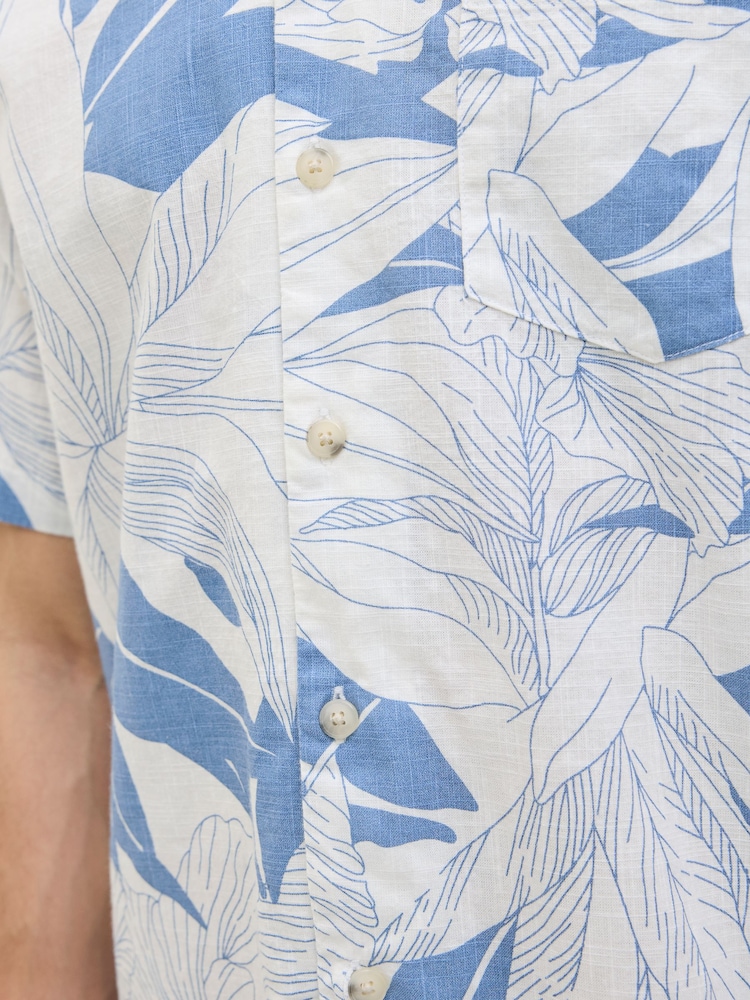 JACK & JONES Blue Floral Print Resort Shirt - Image 5 of 5