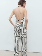 Mango White Pattern Halter Neck Waistcoat - Image 2 of 3