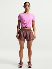 Nike Magenta Pink One Classic Twist Dri-FIT Short Sleeve Top - Image 1 of 5