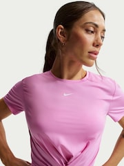 Nike Magenta Pink One Classic Twist Dri-FIT Short Sleeve Top - Image 3 of 5