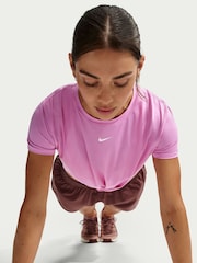 Nike Magenta Pink One Classic Twist Dri-FIT Short Sleeve Top - Image 5 of 5