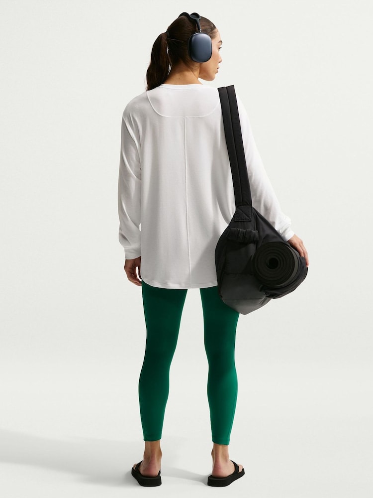 Nike White/Black One Relaxed Dri-FIT Long Sleeve Top - Image 2 of 5 Nike White/Black One Relaxed Dri-FIT Long Sleeve Top - Image 2 of 5