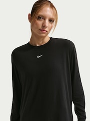 Nike Black/Grey One Relaxed Dri-FIT Long Sleeve Top - Image 3 of 4