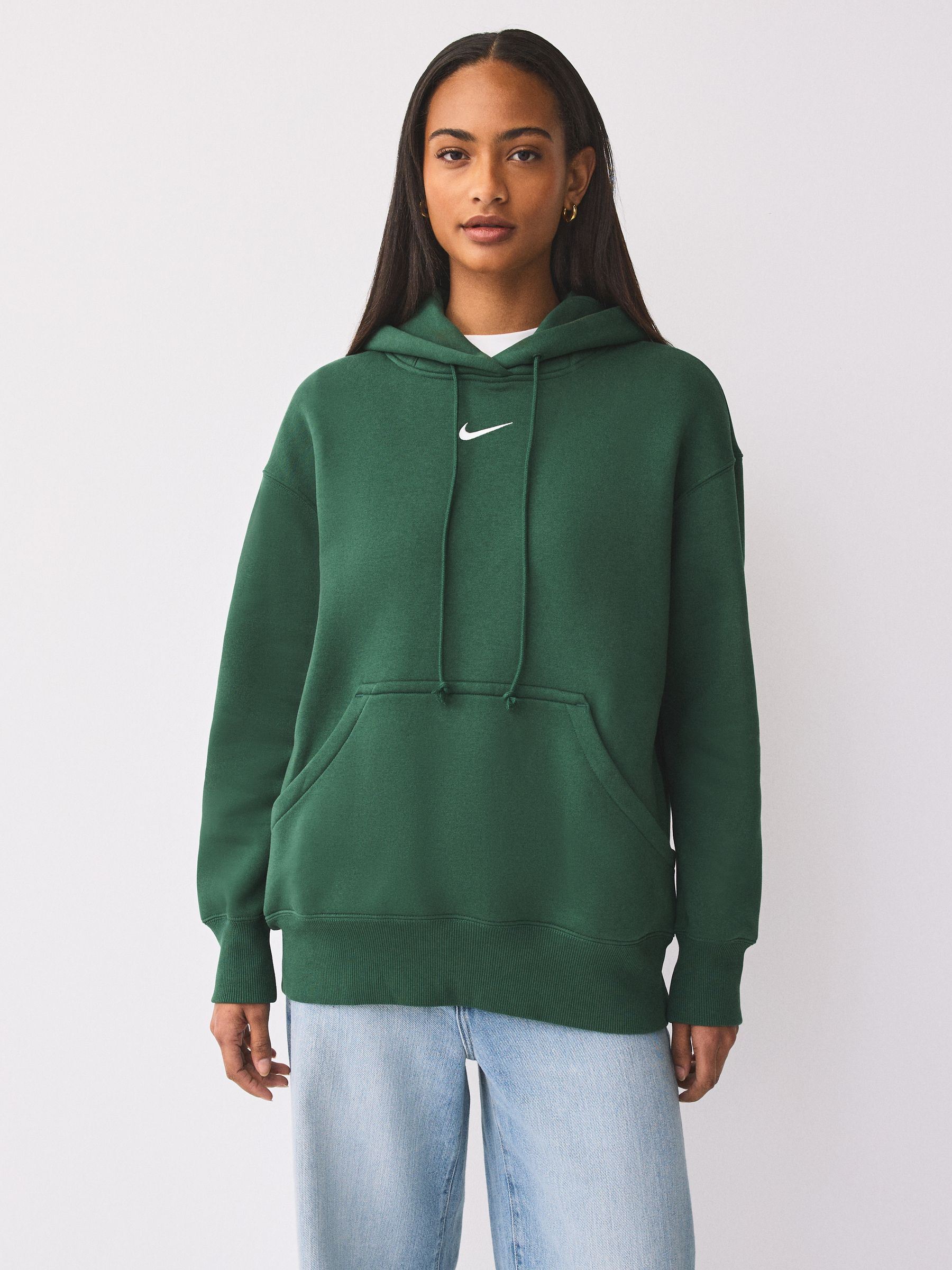 Buy Nike Fir Green Overhead Phoenix Oversized Fleece Hoodie from