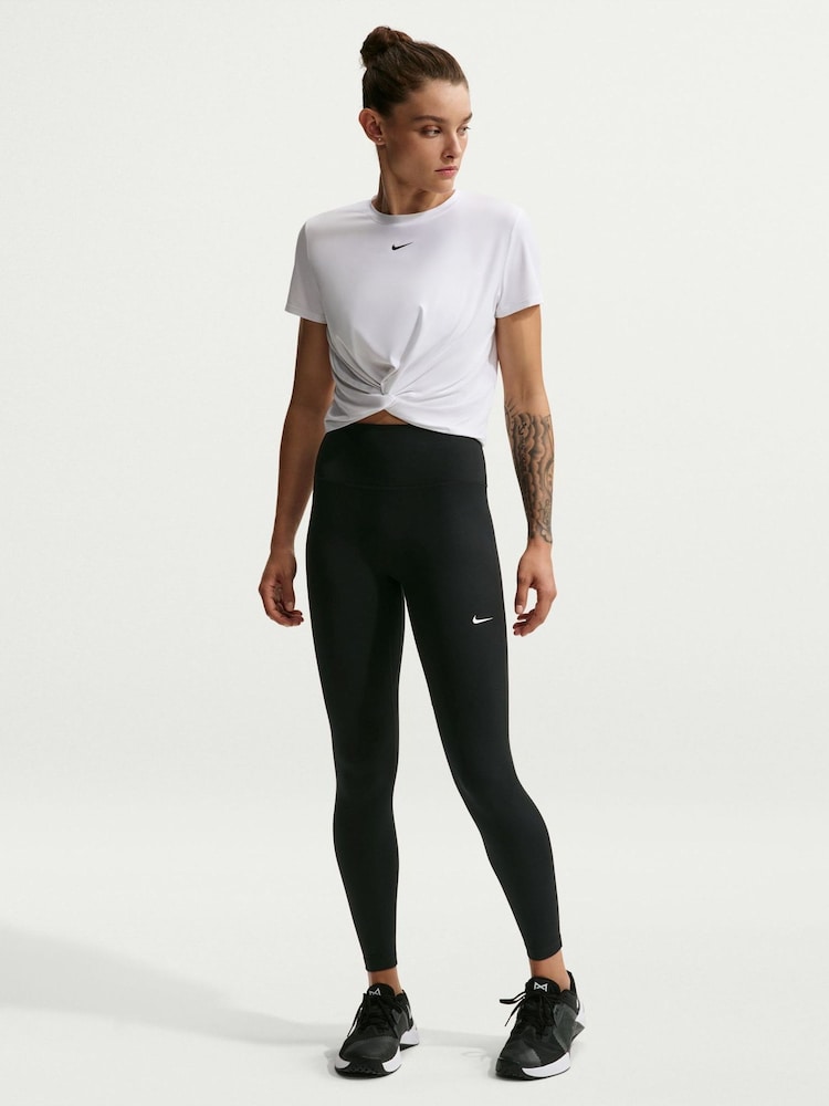 שחור - Nike One Seamless Front High Waisted Full Length Leggings - תמונה 1 מתוך 7