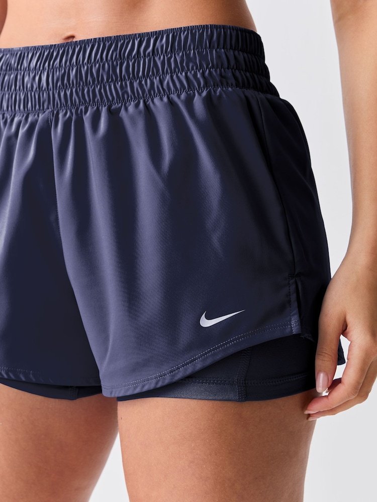 Nike Midnight Navy One Dri-FIT Mid-Rise 3" 2-in-1 Shorts - Image 3 of 3