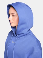 Mellanblå - Nike Oversized Mini Sportkläder Phoenix Fleece Swoosh Pullover Huvtröja - Bild 4 av 7