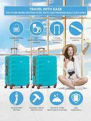 Flight Knight Medium Blue Check-In Hold Luggage Hardcase Travel Suitcases Set Of 2 - Image 2 of 8