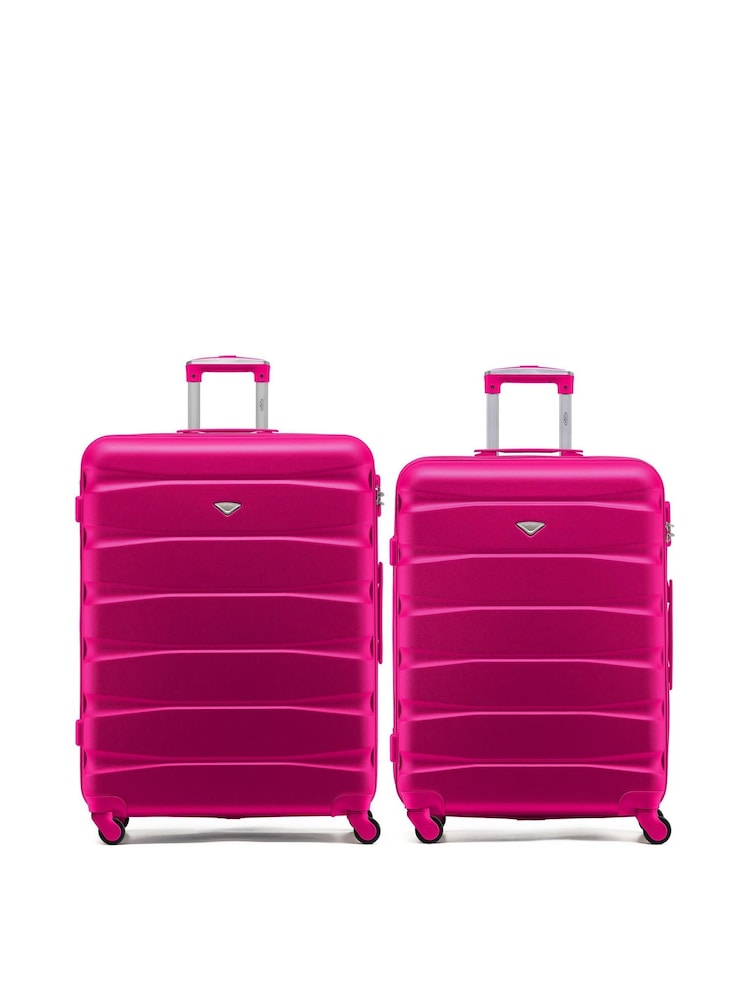 Flight Knight Medium & Large Pink Check-In Hold Luggage Hardcase Travel Suitcases Set Of 2 - Image 1 of 8