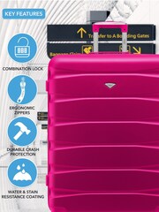 Flight Knight Medium & Large Pink Check-In Hold Luggage Hardcase Travel Suitcases Set Of 2 - Image 6 of 8