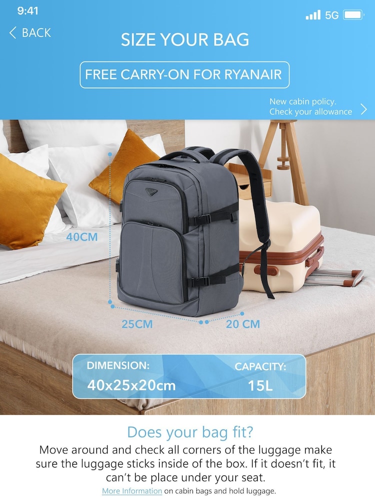 Flight Knight Ryanair Free Carry on Rucksack Backpack - Image 7 of 7