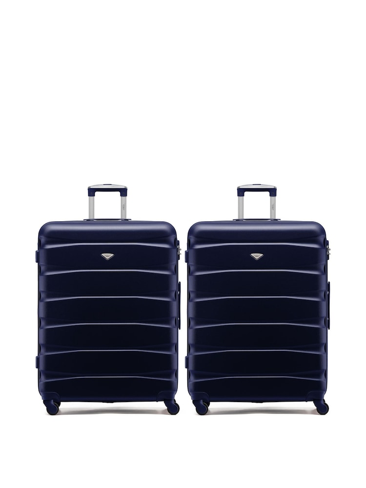 Flight Knight Large Blue Check-In Hold Luggage Hardcase Travel Suitcases Set Of 2 - Image 1 of 8