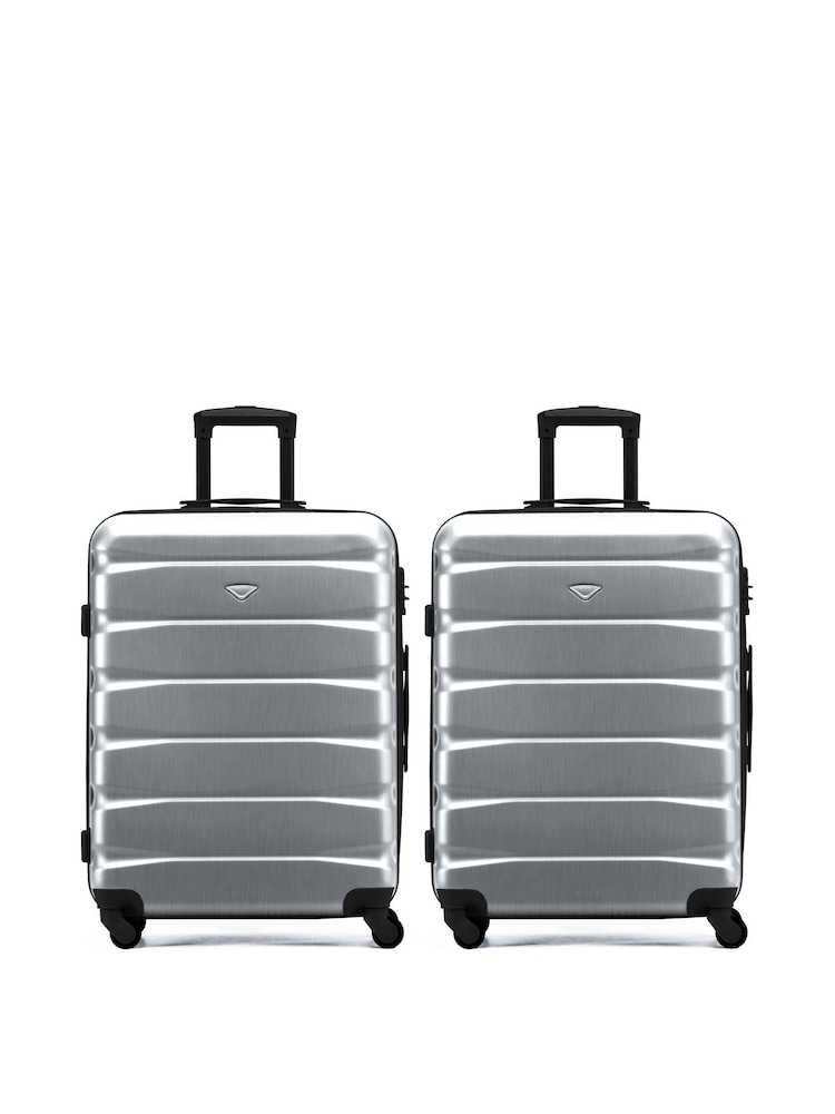 Flight Knight Medium Metallic Check-In Hold Luggage Hardcase Travel Suitcases Set Of 2 - Image 1 of 8