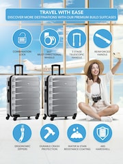 Flight Knight Medium Metallic Check-In Hold Luggage Hardcase Travel Suitcases Set Of 2 - Image 2 of 8