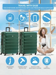 Flight Knight Large Green Check-In Hold Luggage Hardcase Travel Suitcases Set Of 2 - Image 2 of 8