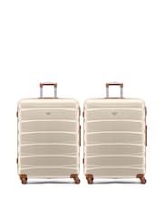 Flight Knight Large Cream Check-In Hold Luggage Hardcase Travel Suitcases Set Of 2 - Image 1 of 8