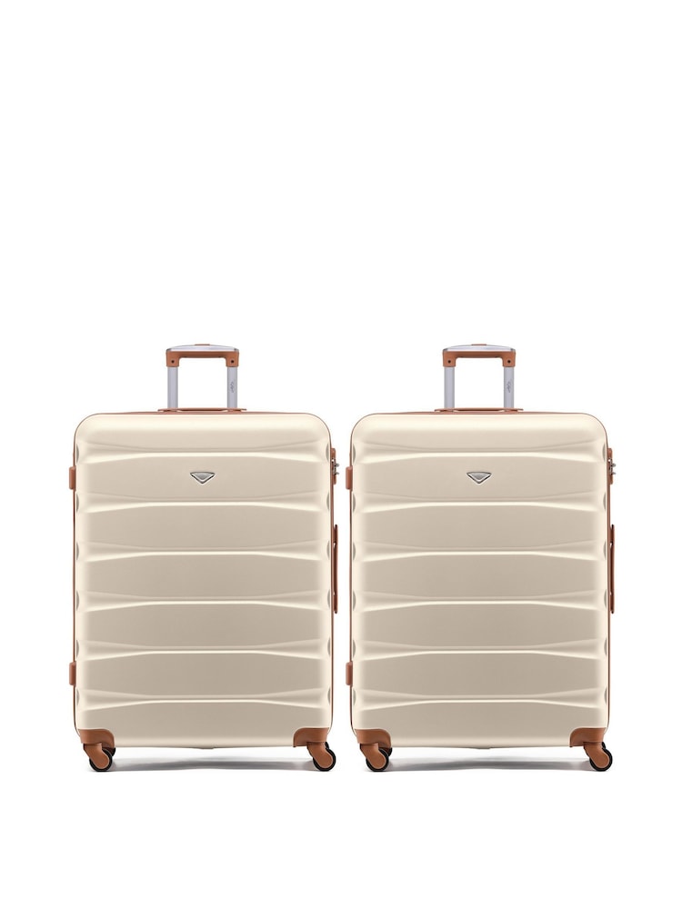 Flight Knight Large Cream Check-In Hold Luggage Hardcase Travel Suitcases Set Of 2 - Image 1 of 8