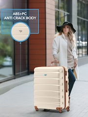 Flight Knight Large Cream Check-In Hold Luggage Hardcase Travel Suitcases Set Of 2 - Image 5 of 8