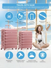 Flight Knight Pink Medium & Large Check-In Hold Luggage Hardcase Travel Suitcases Set of 2 - Image 2 of 8