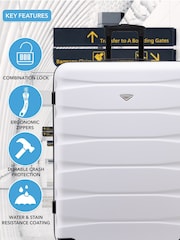 Flight Knight Medium and Large Check-In Hold Luggage Hardcase Travel White Suitcases Set Of 2 - Image 6 of 8