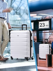 Flight Knight Medium and Large Check-In Hold Luggage Hardcase Travel White Suitcases Set Of 2 - Image 8 of 8