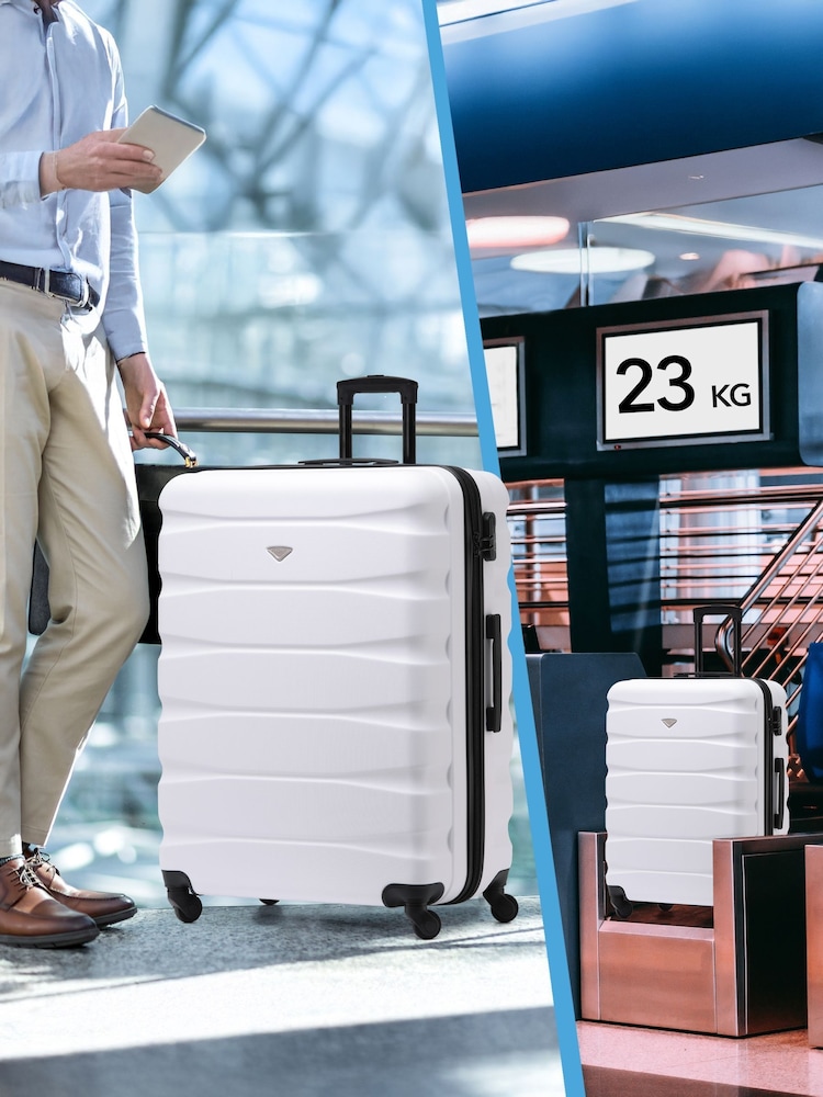 Flight Knight Medium and Large Check-In Hold Luggage Hardcase Travel White Suitcases Set Of 2 - Image 8 of 8