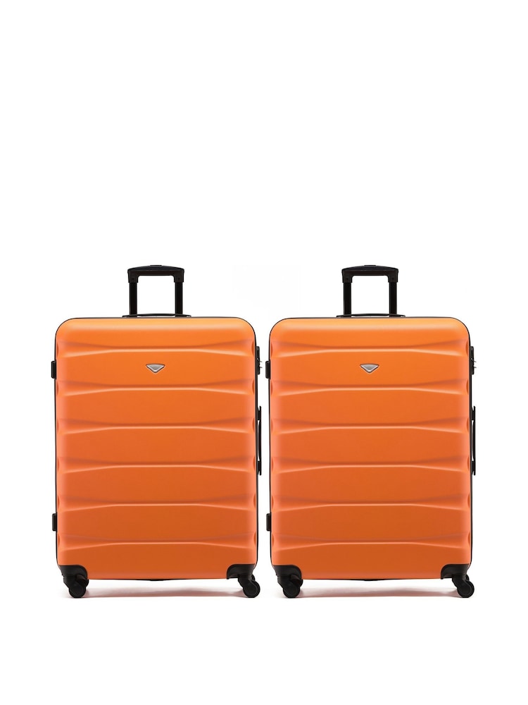Flight Knight Large Orange Check-In Hold Luggage Hardcase Travel Suitcases Set Of 2 - Imagen 1 de 8
