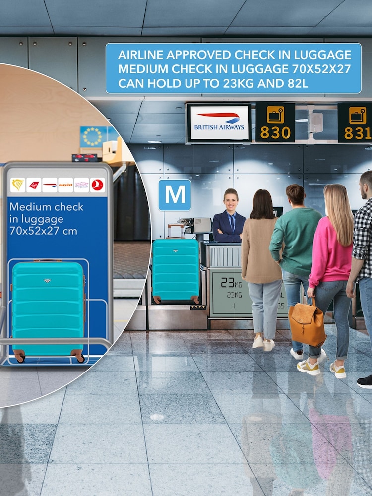 Flight Knight Medium Blue Check-In and Small Carry-On Hardcase Travel Suitcases Set Of 2 - Image 8 of 8
