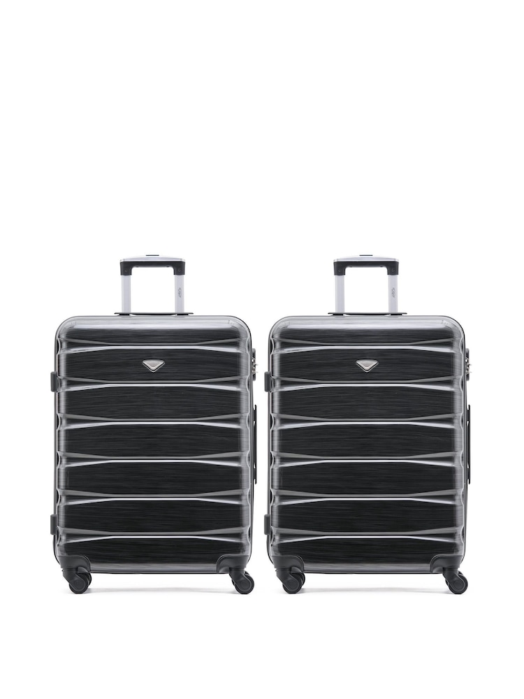 Flight Knight Medium Grey Check-In Hold Luggage Hardcase Travel Suitcases Set Of 2 - Image 1 of 8
