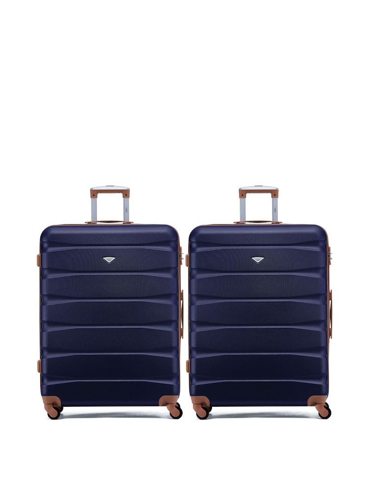 Flight Knight Large Blue Check-In Hold Luggage Hardcase Travel Suitcases Set Of 2 - Image 1 of 8