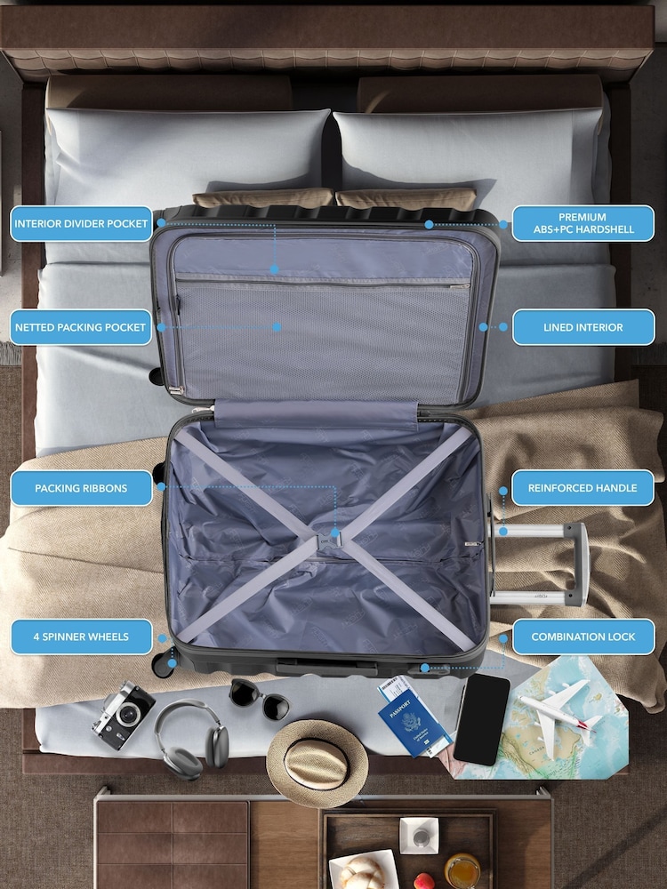 Flight Knight Large Blue Check-In Hold Luggage Hardcase Travel Suitcases Set Of 2 - Image 8 of 8