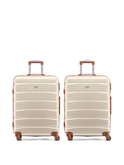 Flight Knight Medium Cream Check-In Hold Luggage Hardcase Travel Suitcases Set Of 2 - Image 1 of 8