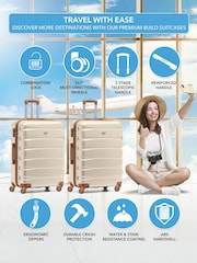 Flight Knight Medium Cream Check-In Hold Luggage Hardcase Travel Suitcases Set Of 2 - Image 2 of 8
